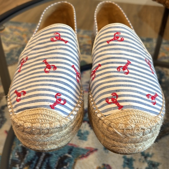 Talbots platform espadrilles seersucker with lobsters 9.5 - Picture 2 of 5